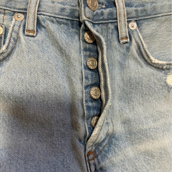 AGOLDE Parker Distressed Vintage Denim High Waisted Cut-Off Shorts - Picture 5 of 5